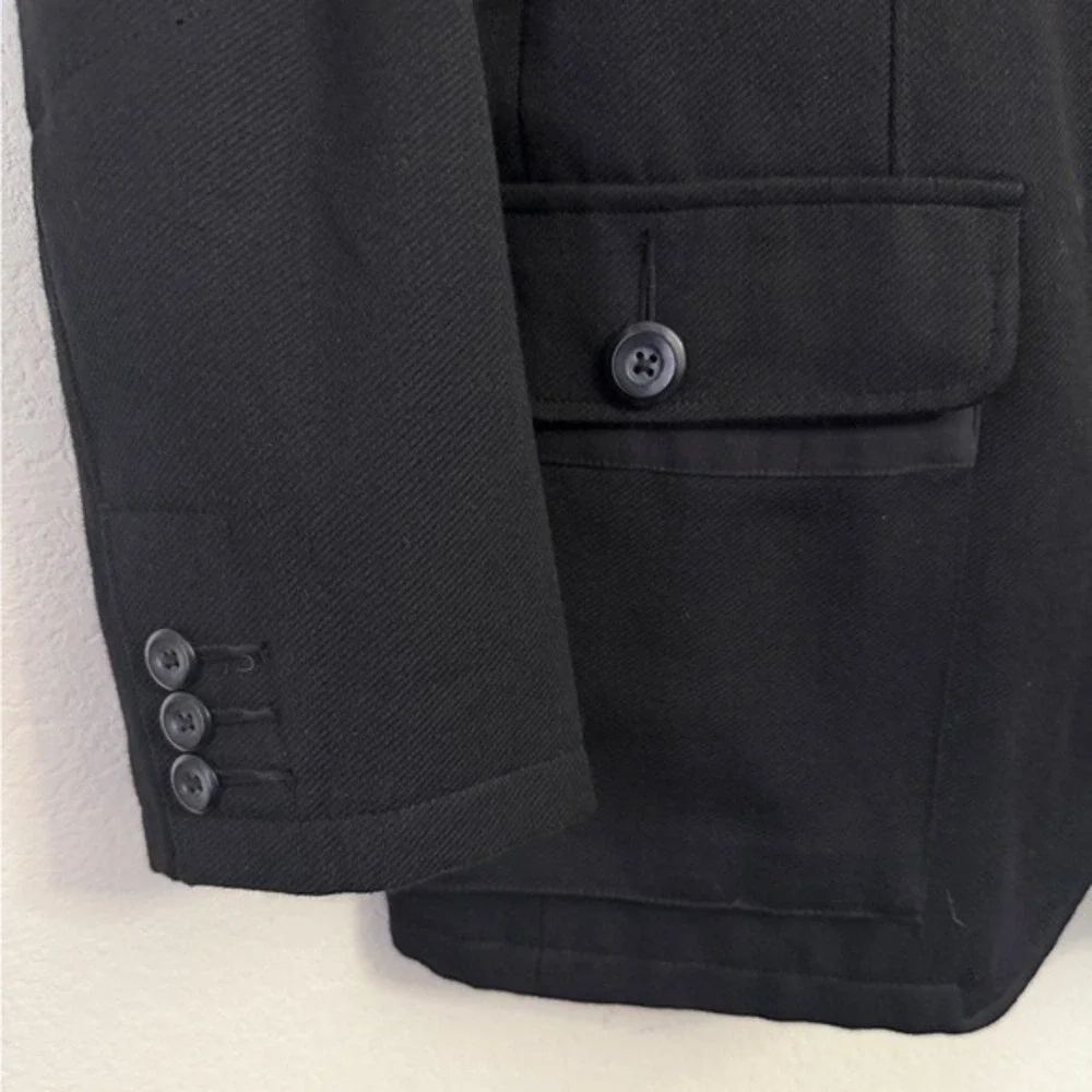 Gap Mens Black Wool Blend Military Style Blazer Jacket Epaulettes Large